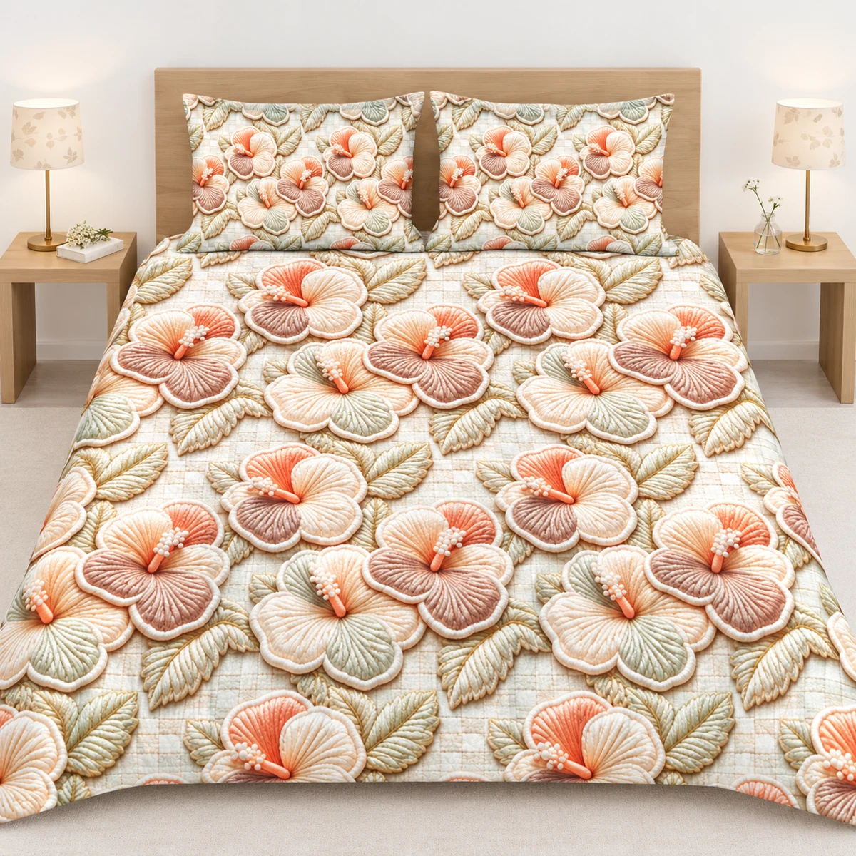 3D Bedsheet- D05 Ivory Blossom