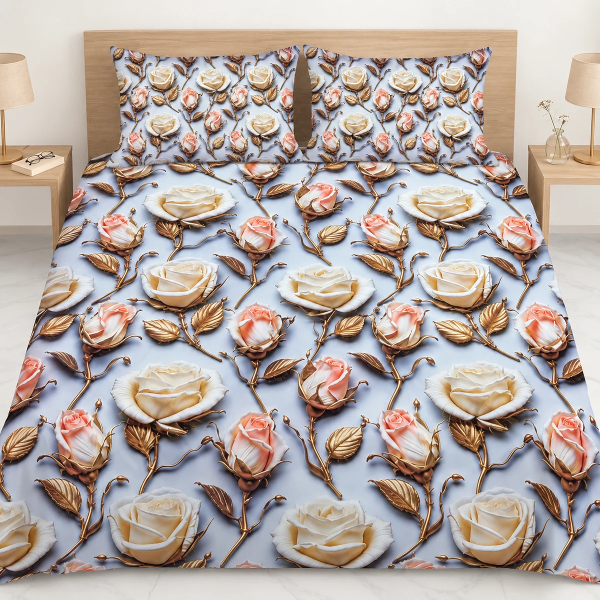 3D Bedsheet- D08 Pearl Rose