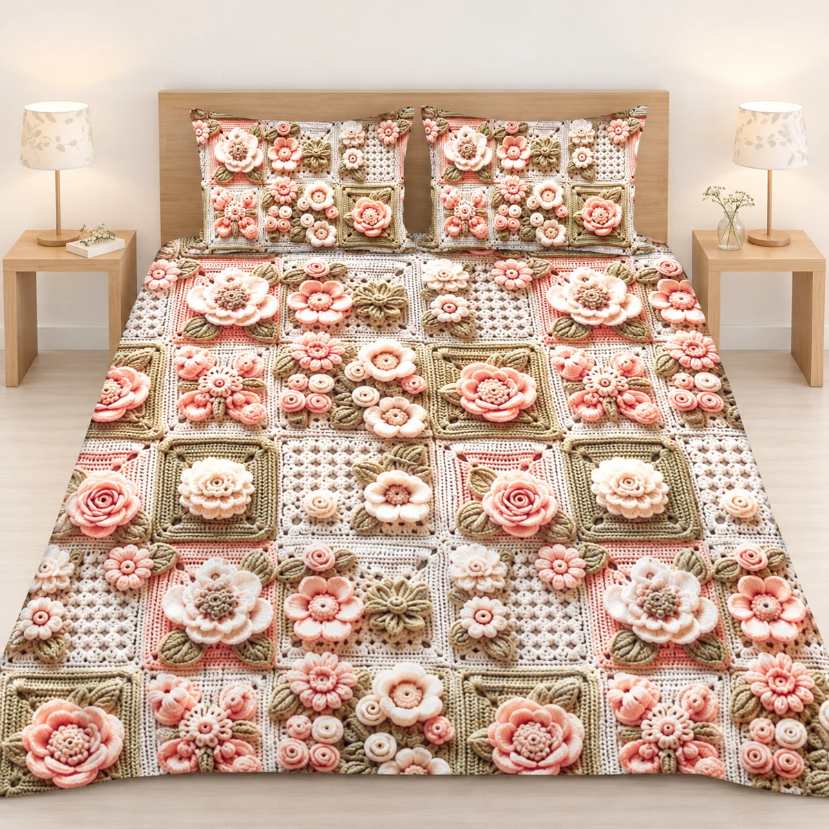 3D Bedsheet- D11 Coral Lace