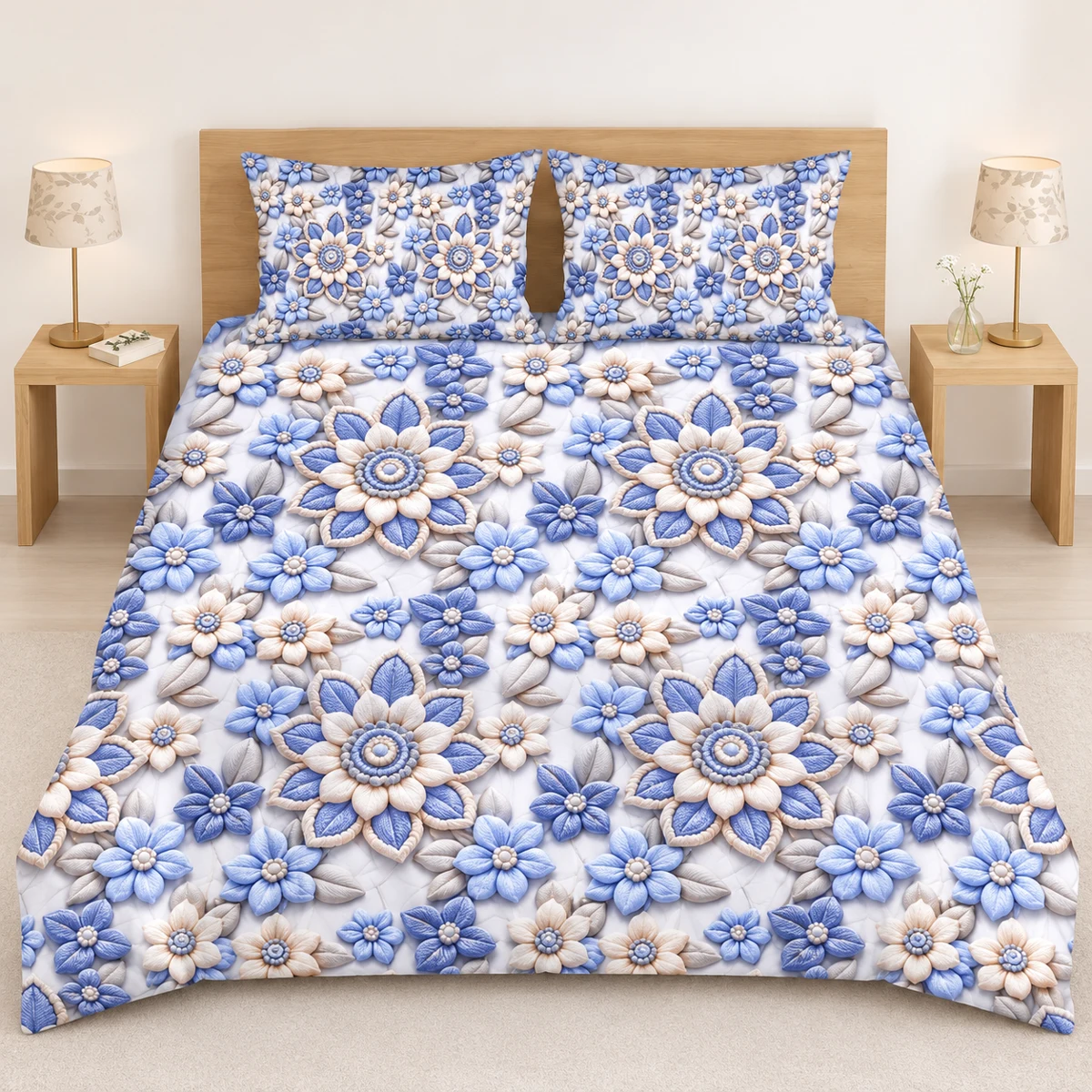 3D Bedsheet- D13 Sky Blossom