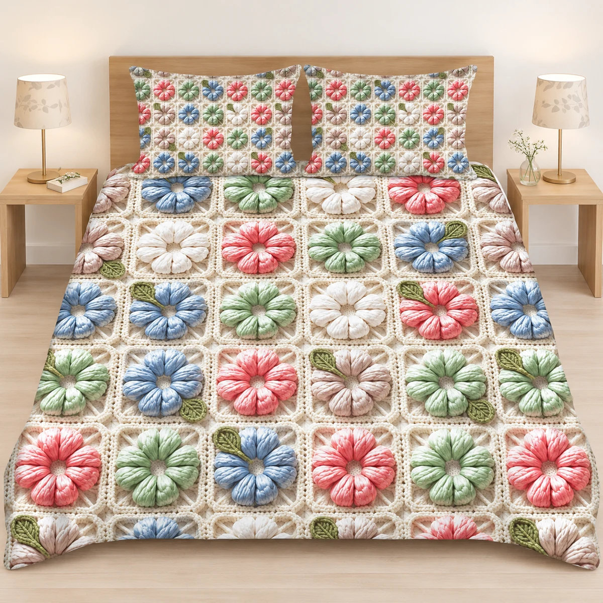 3D Bedsheet- D14 Candy Crochet