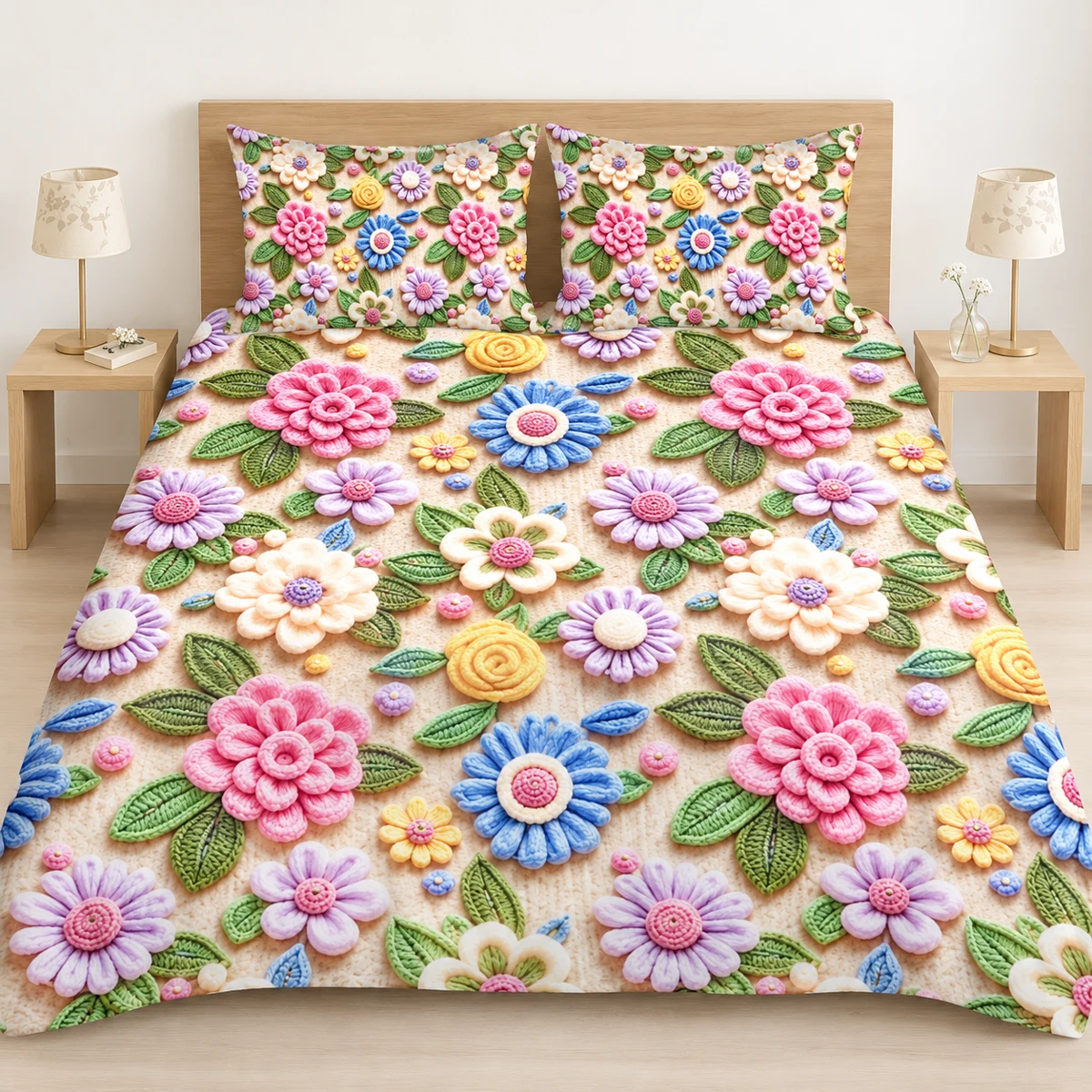 3D Bedsheet- D18 Rainbow Blossom