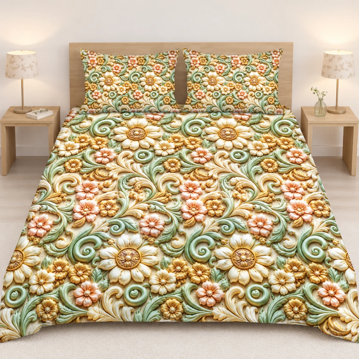 3D Bedsheet- D19 Sage Swirl