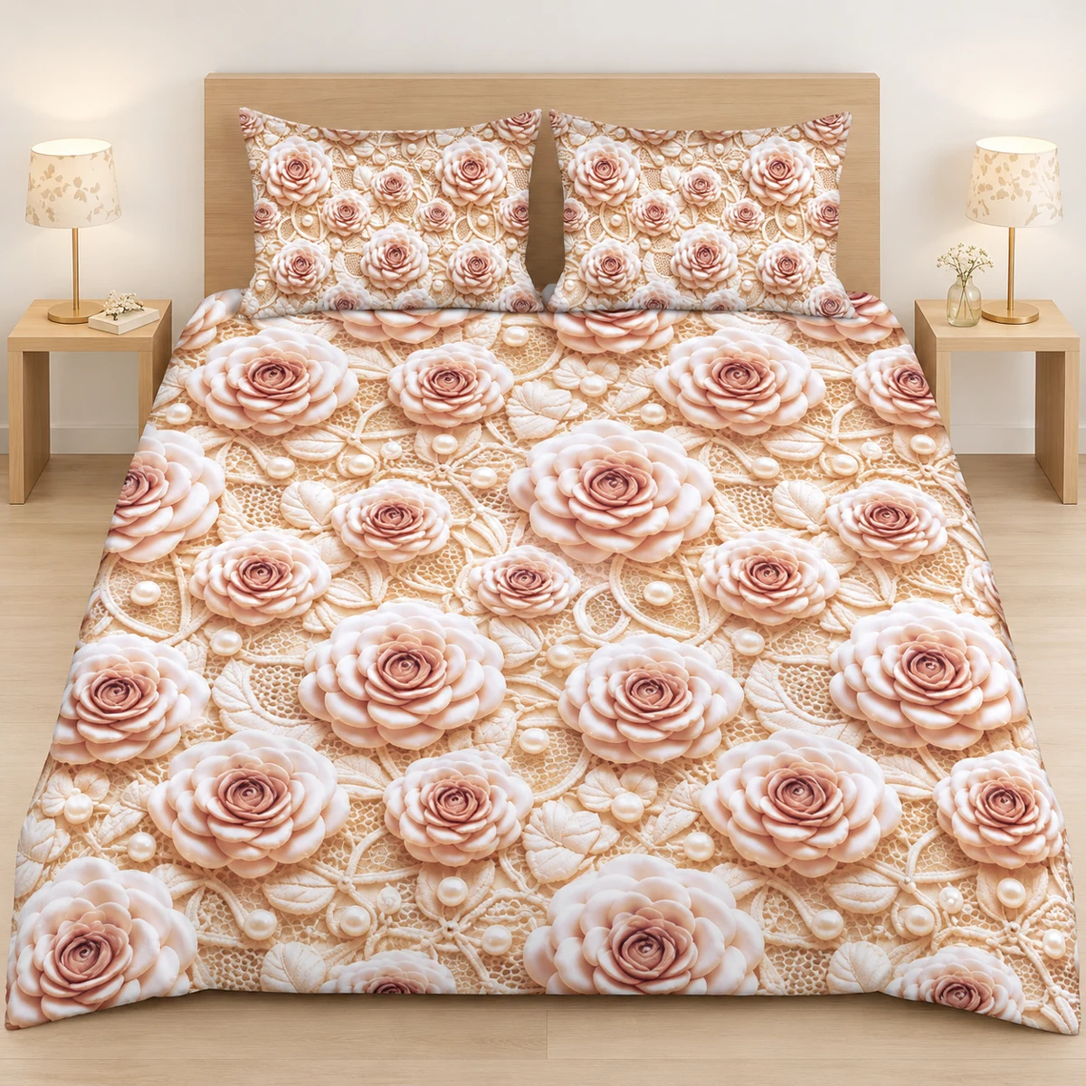 3D Bedsheet- D20 Lavender Rose